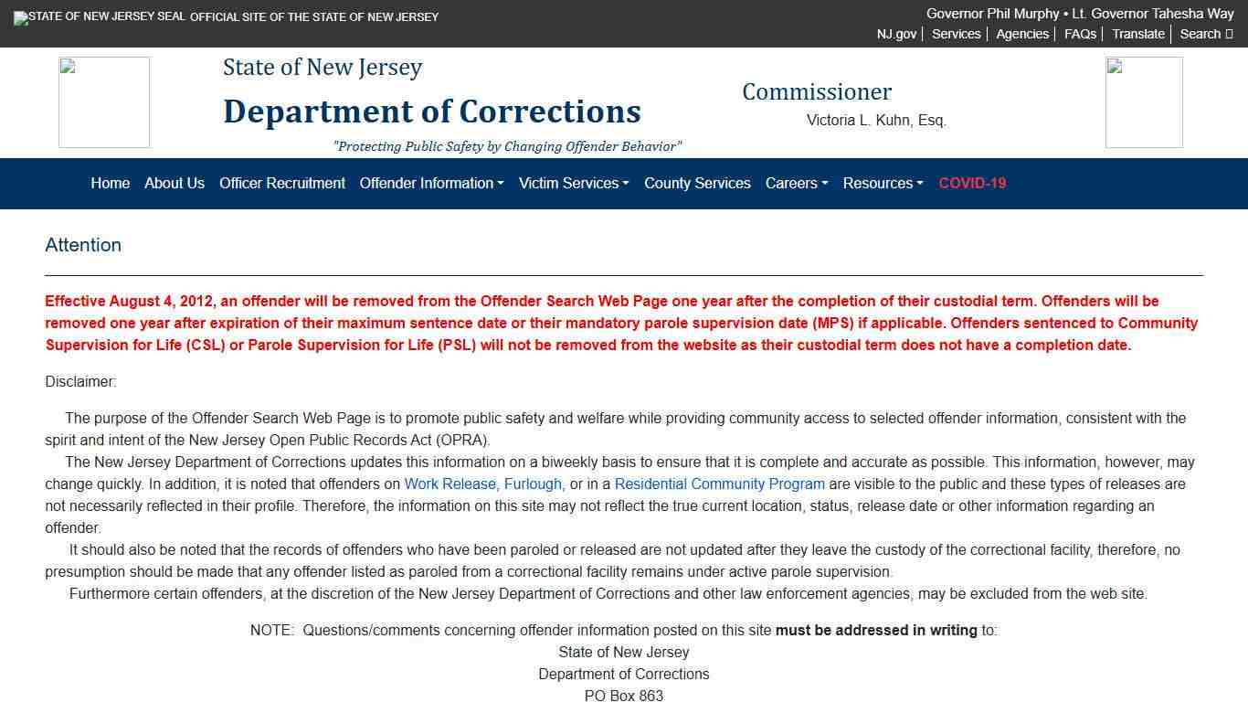 New Jersey Department of Corrections