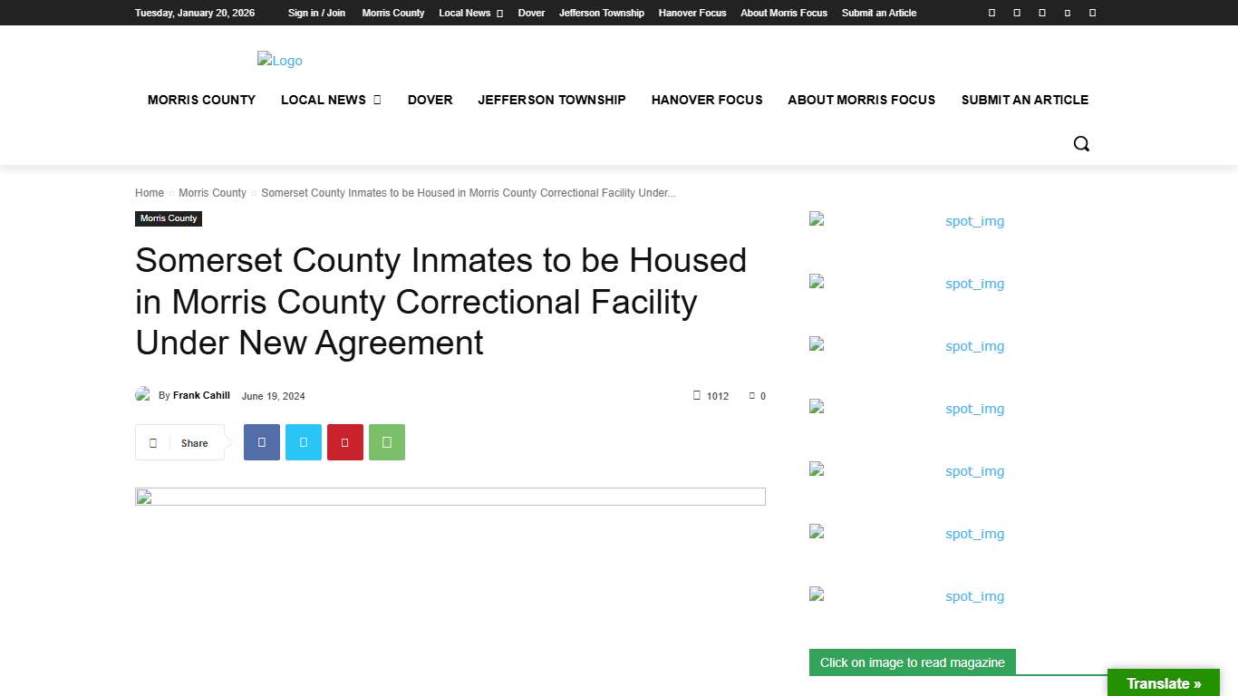 Somerset County Inmates to be Housed in Morris County Correctional Facility Under New Agreement - Morris Focus