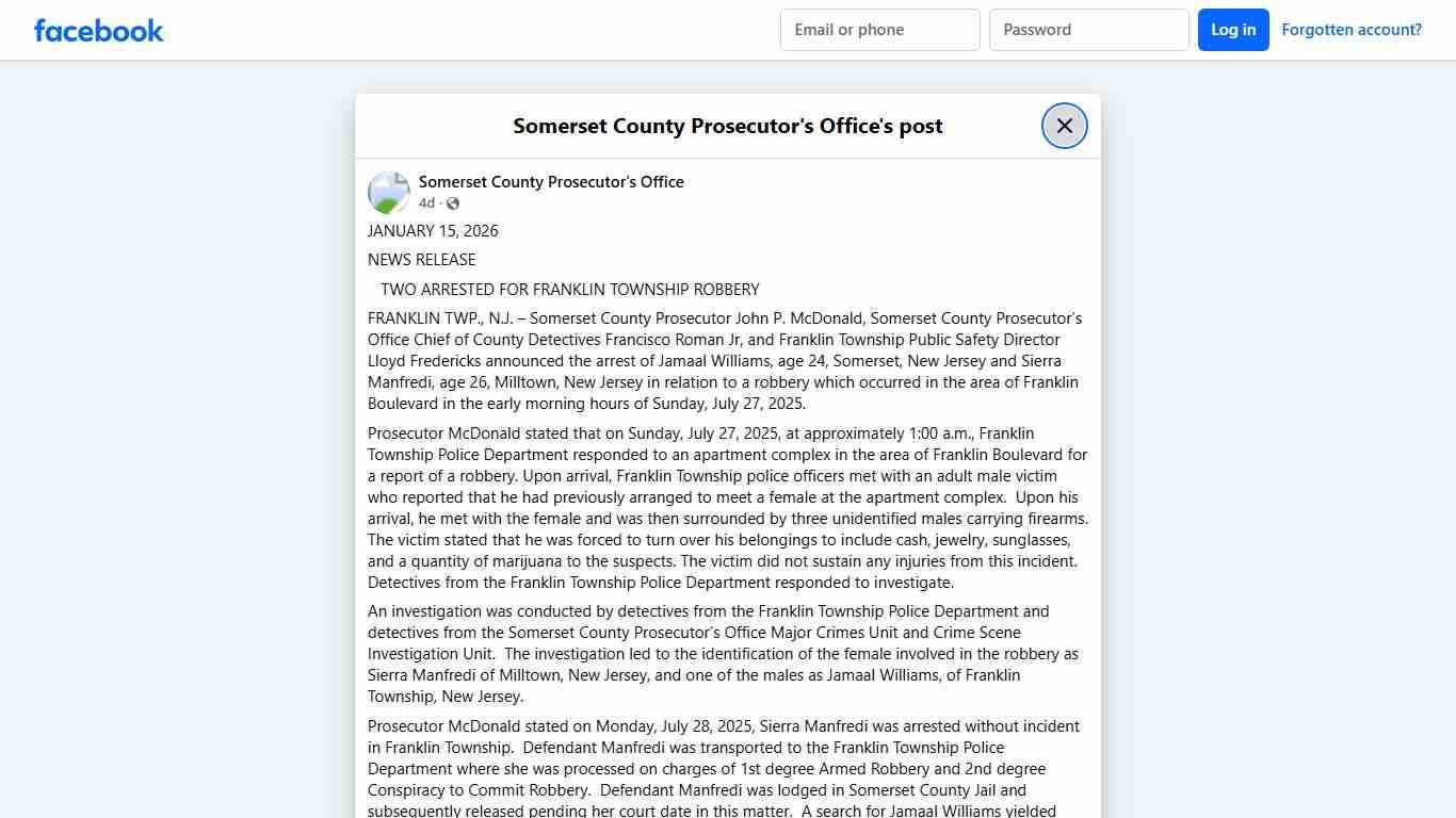 JANUARY 15, 2026... - Somerset County Prosecutor's Office | Facebook